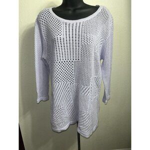 Christopher & Banks Lavender Pullover Sweater Top  Women Large Open Knit